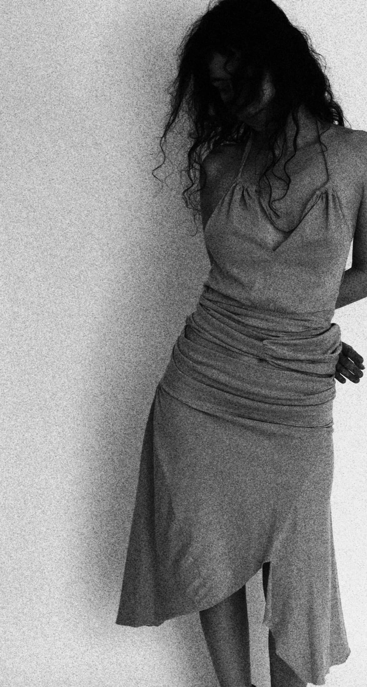 knitted draped skirt and top